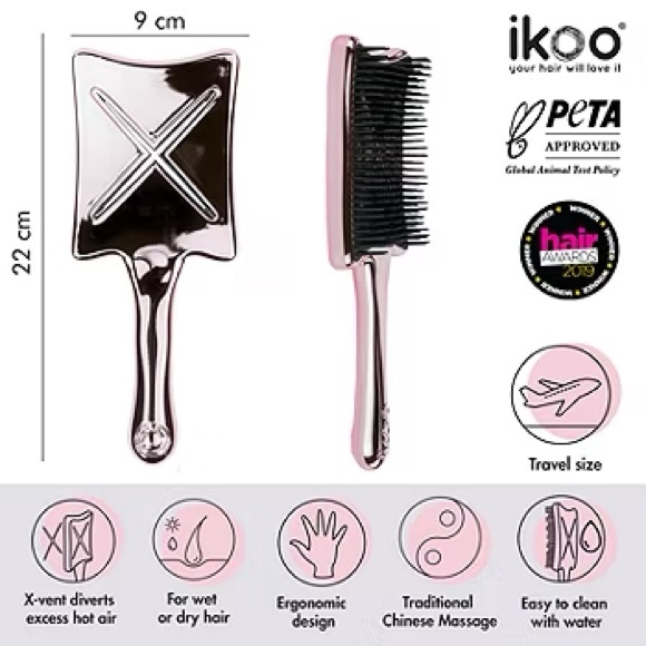 NEW ikoo Paddle x Pop Metallic Collection Hair Brush Manhattan Glam Pink - Picture 1 of 10